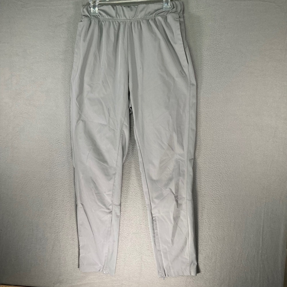 Adidas Womens Track Pants Gray Joggers Side Zip Athletic Size L